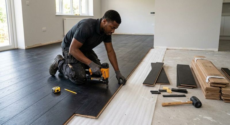 Dark Wood Floor Installation in Kent, WA